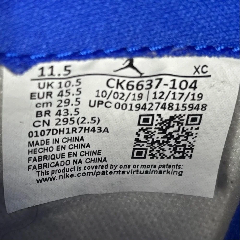 Nike Air Jordan 1 High Zoom Racer Blue White Grey CK6637-104 Mens 11.5